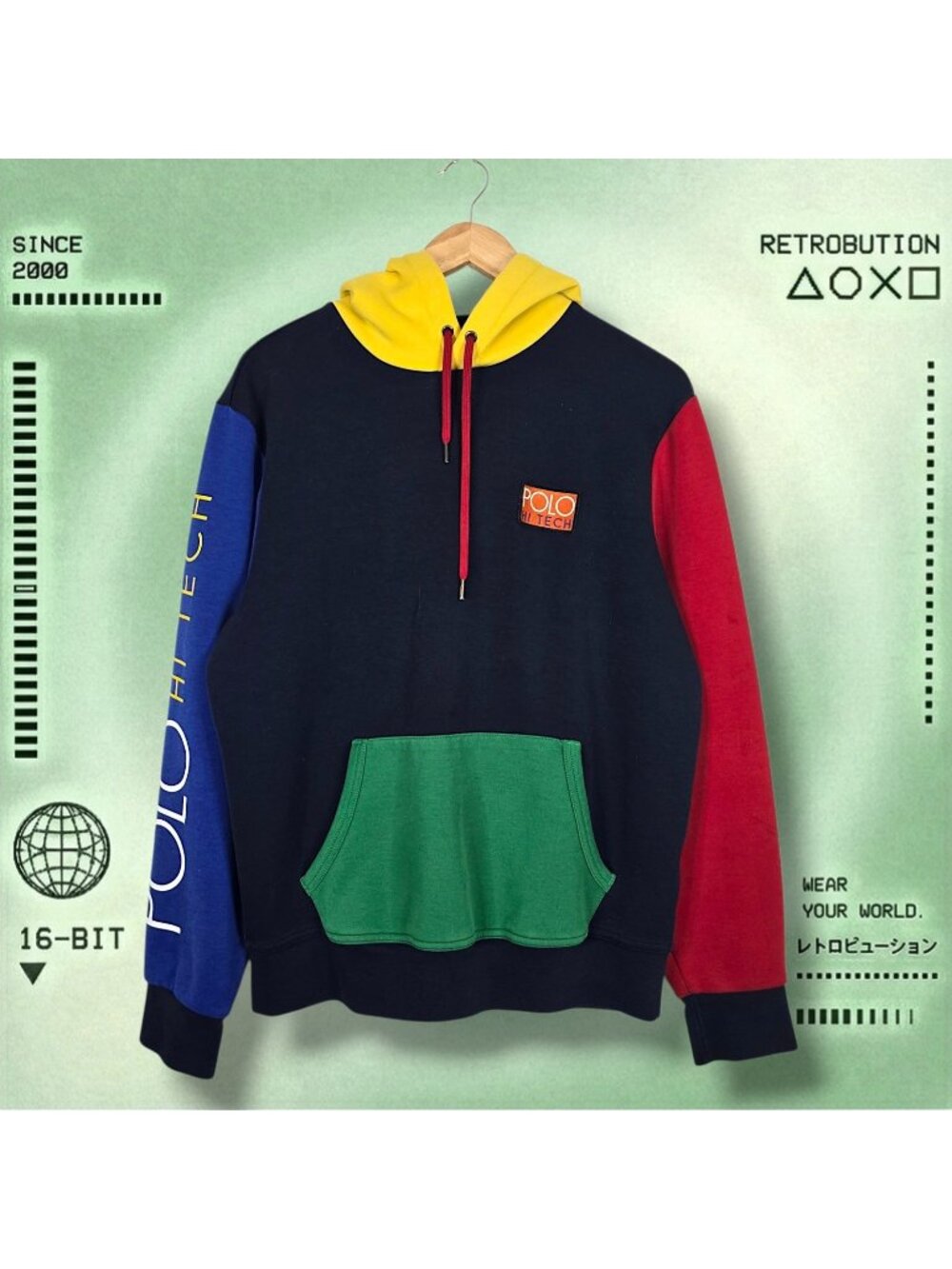 Vintage Polo Ralph Lauren Hi TechHoodie Sweatshirt Blue Size M